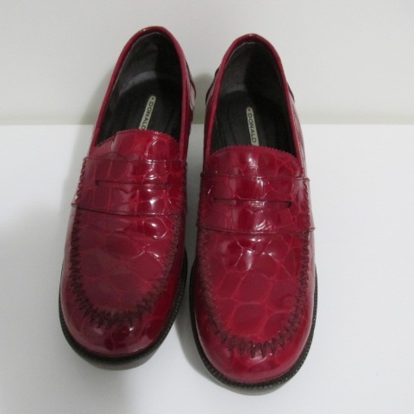 Donald Pliner Cranberry Red Loafers, Size 7 - Picture 2 of 6